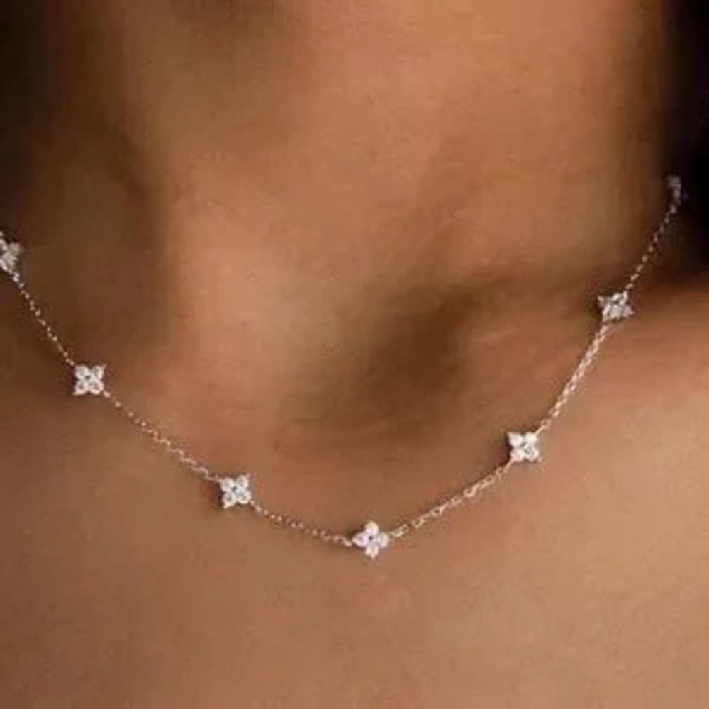 Solid Silver Swarovski Inspired Star Choker Necklace